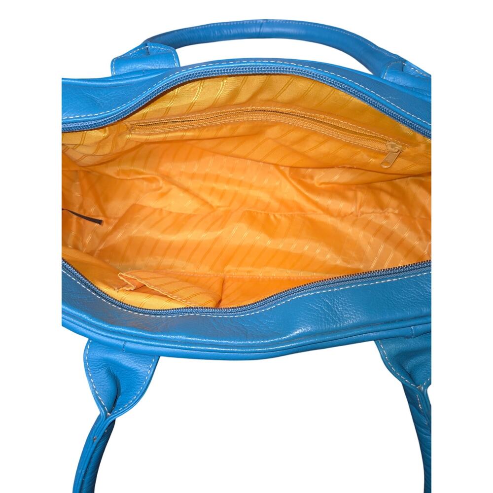 Blue Genuine Leather Cargo Bag - Picture 14 of 15